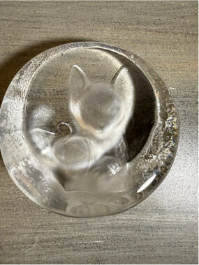 vintage Zajecar 24% Lead Crystal Kitten Paperweight